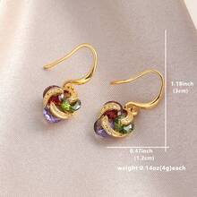 Round Cut Birthstone Earrings - Elegant Luxury Wedding Jewelry Gift, Suitable For Party Wear - Gold - View 5