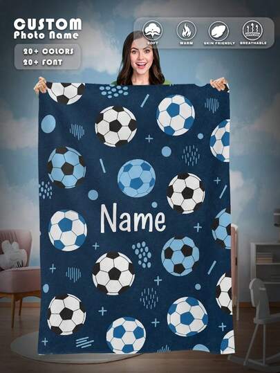 1pc Customized Flannel Blanket With Text & Graphic Print, Suitable For Bed, Living Room, Sofa, Outdoor, Beach, Camping, Pets. Personalized Home/Pet/Couple Text & Pattern Fleece Blanket, Ideal Gift For Christmas, Mother's Day, Father's Day, Valentine's Day, Easter, Halloween, Wedding, Family Gathering, Birthday, Friends Party, Women's Day, Parents' Day, Etc.