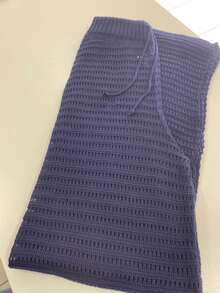 Plain Palazzo Pants Beach Cover-Up Knit Crochet Women's Fashion Summer Knitwear - 藏蓝色 - 查看 2