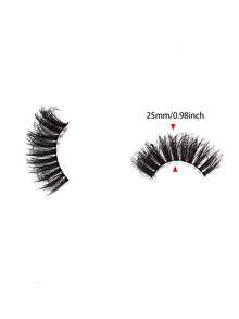 25mm Super Fluffy False Eyelashes, 10 Pairs Artificial Thick Criss-Cross Design, Extremely Dense, Instantly Enlarges Eyes, Creates Bold Eurasian Makeup Look - View 3