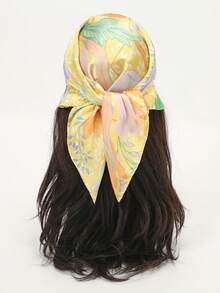 1 chiếc khăn vuông in họa tiết đơn giản 70cm, khăn bandana mùa xuân mới cho nữ, đa năng dùng làm khăn thắt eo, băng đô, khăn quàng cổ thời trang. - Màu vàng - Xem 1