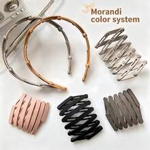 Adjustable Foldable Hair Hoop With Anti-Slip Teeth, Portable And Practical For Travel And Outdoor Use - Multicolor - View 4