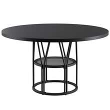 Techigher Round Dining Table For 4-6 People, Circle Kitchen Table, Farmhouse Dinning Room Tables With Storage Shelves & Metal Base, Circle Dinner Table For Kitchen, Living Room - 黑色 - 查看 7
