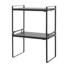 SENDERPICK 2-Layer Expandable Kitchen Cabinet Organizer Stackable Cupboard Shelf Adjustable Kitchen Cabinet Shelf - Black - View 6