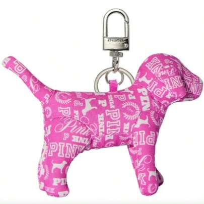  Micro Dog Keychain Charm Llavero Pink Victoria's Secret Color Pink Gossip  Casual  Bohemio  Fiesta  Encantador  Calle  EleganteElegancia    Fibra Sintética    Animal    llavero victorias secret