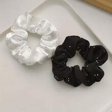 14pcs/7pcs/6pcs Random Dark-Tone Satin Scrunchie Set, Suitable For Ponytail, Bun And Various Hairstyles, Versatile Satin Scrunchies With Rhinestones - Multicolor - View 8