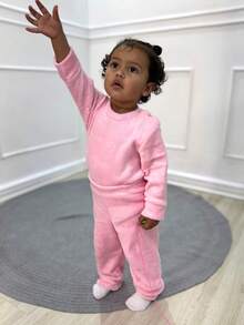 Conjunto Body Bodie e Calça Fleece Manga Longa Bebê Baby Inverno Menina - Unicórnio Rosa F43 - Visão 3