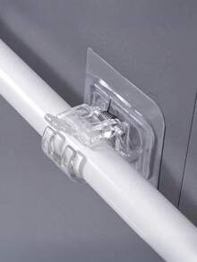 8pcs Shower Curtain Rod Set, Including Curtain Hooks, Telescopic Rod Brackets, Single Rod Mounting Hardware, Bathroom Window Curtain Rod And Half-Length Curtain Rod Complete Kit, Adjustable Wall-Mounted Curtain Rod Hardware Set, Suitable For Home Bathroom Windows - Multicolor - View 4