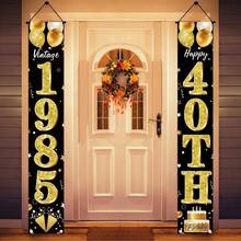 1pc Black & Gold Vintage Birthday Party Banner, Suitable For 40th, 50th, 60th, 70th Birthday Celebration Of Men/Women, For Retro Birthday Decor, Anniversary, Photography Studio Backdrop, Front Door Banner, Home/Indoor/Outdoor Decoration - Multicolor - View 3