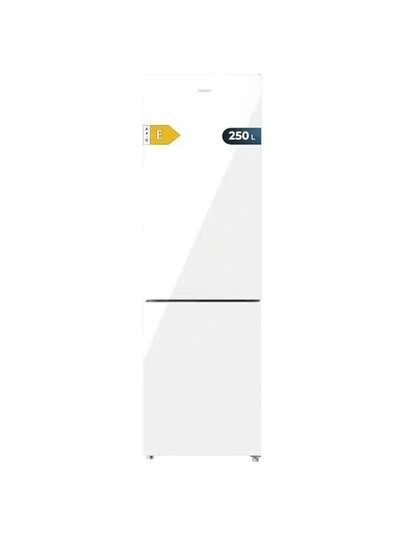  Cecotec Frigorífico Combi Bolero CoolMarket 250L White Glass E, No Frost, Multi Airflow, Clase E, Puerta Reversible, Alarma de Puerta, Fast Cooling, Humidity Box, Botellero Extra Horizontal, Display Interior, LED, Máxima Conservación de Alimentos, Dimensiones 180x55cm, Cristal Blanco