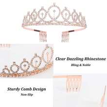 2pcs Crystal Decor Birthday Party Crown And Belt Set, Modern Party Crown And Belt Set Suitable For Home Use - Multicolor - View 4