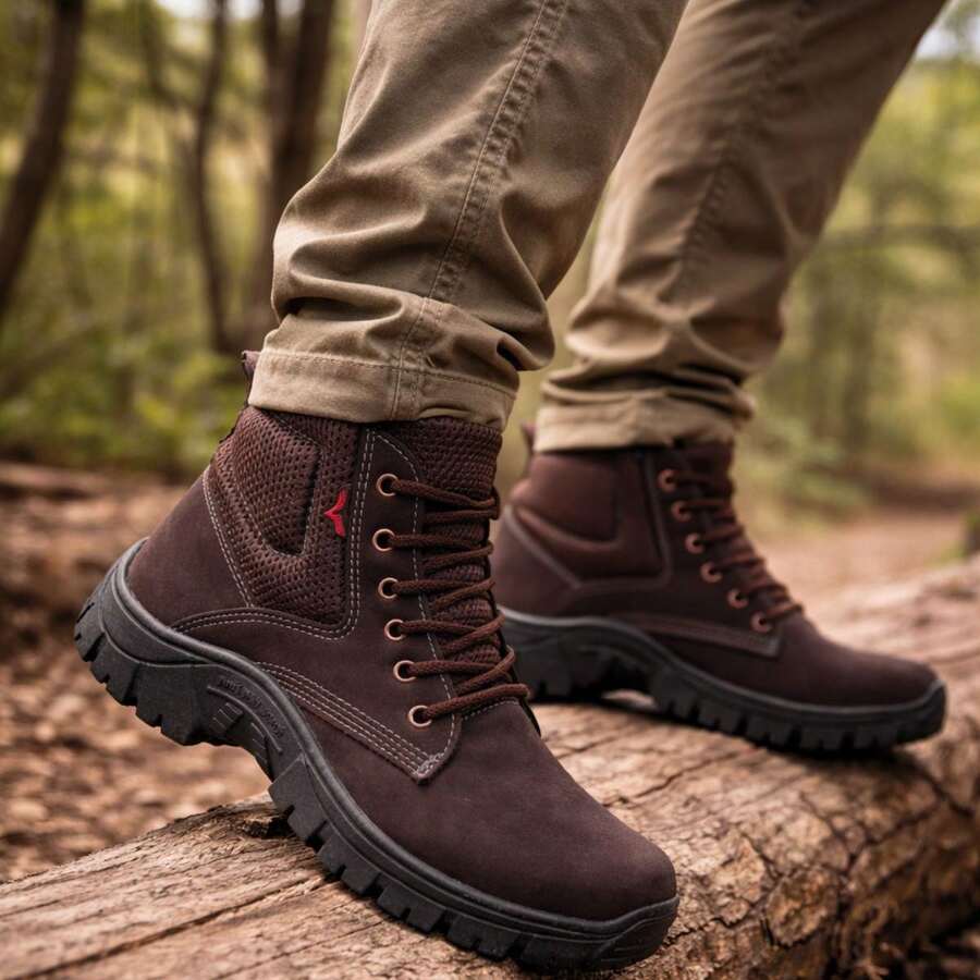 Men's Adventure Boot, Combat Style, Comfortable And Durable, Lug Sole, Ideal For Everyday Use And Hiking Trails - Coffee - View 1