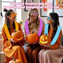 12PCS Feather Boas Party Pack With 6.6ft Boas And Heart Sunglasses - Multiple Colors - View 7