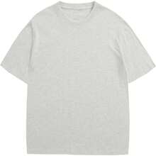 Men's Cotton T-Shirts Oversized Unisex Short Sleeve Crew Neck Loose Basic Tops Solid Athletic Tee - 淺灰色 - 查看 1