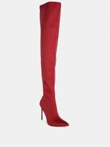 No Calm Superstretch Stiletto Long Boot - 酒紅色 - 查看 2