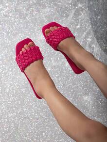 1 Pair Fashionable, Comfortable And Casual Children Flat Slippers - Pink - View 1