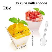 10-50个迷你甜点杯，果冻慕斯杯，纸质蛋糕品尝杯，适用于节日、派对、野餐、烘焙、烧烤、酒吧和其他场合 - 透明 - 查看 12