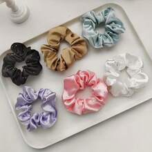 14pcs/7pcs/6pcs Random Dark-Tone Satin Scrunchie Set, Suitable For Ponytail, Bun And Various Hairstyles, Versatile Satin Scrunchies With Rhinestones - Multicolor - View 12