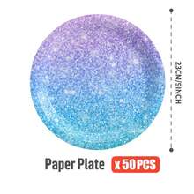 10pcs/20pcs/50pcs Blue & Purple Gradient Glitter Disposable Paper Plates, Party Supplies, Suitable For Gender Reveal, Birthday, Theme Party, Family Picnic Reusable (7inch/9inch) - Multicolor - View 7