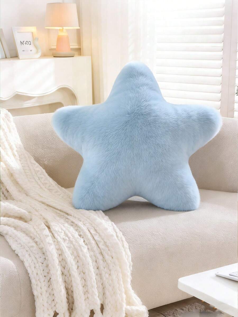Almofada de Pelúcia Fofa em Formato de Estrela - Almofada de Pelúcia Sintética Macia, Perfeita para Sofá, Quarto e Decoração de Natal da Sala de Estar, Presente Ideal para Entes Queridos, Festa e Decoração de Quarto | Estilo Moderno | Lavável em Máquina - Azul bebê - Visão 1