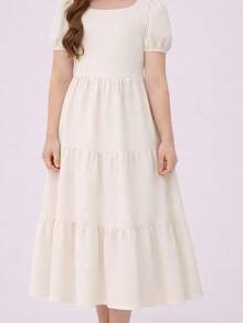 Long 3-Tiered Evangelical Girl's Dress - 離開 - 查看 5
