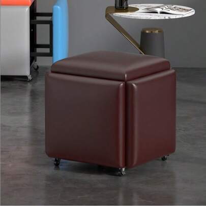 5-in-1 multifunktionaler Würfel-Ottoman, platzsparender Couchtisch, Aufbewahrungshocker, Esstisch, kompakter Sofafußhocker für kleine Wohnzimmer