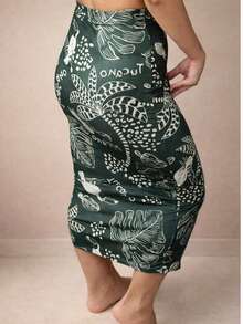 Women's Midi Skirt With Tropical Toucan Print (Top Not Included) - Verde - Ver 2