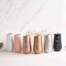 1pc Personalized Stainless Steel Champagne Flute With Lid - Customized Engraved Wedding Gift, Insulated Cup For Hot/Cold Drinks, Reusable Coffee Mug, Travel Water Bottle, Party Wine Glass, Car Cup - Multicolor - View 2