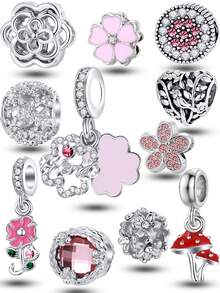 11件套镂空花朵、蘑菇、心形饰品DIY配件 - 彩色 - 查看 1