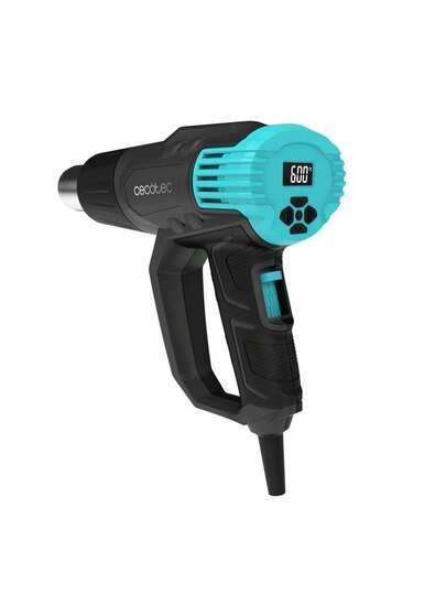 Cecotec Pistola termica Hell Gun 9500 Vision con potenza digitale 2000W: precisione estrema grazie a controllo digitale e schermo; ampio intervallo di temperatura da 50°C a 600°C per lavori versatili; 4 ugelli inclusi per diverse applicazioni; riscaldamento ultrarapido e uso verticale per massima comodità.