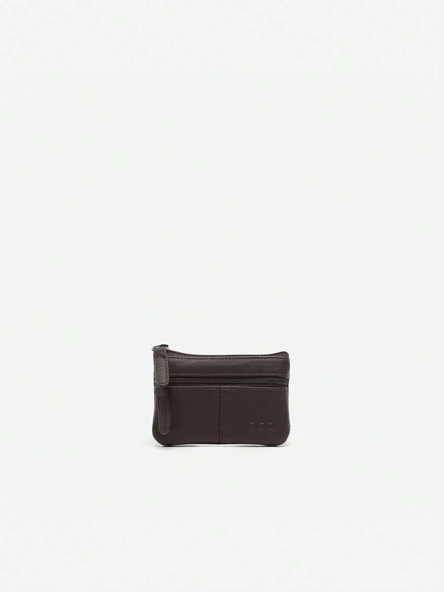 Monedero Bora para Hombre en Marrón de Misako: Elegante y Funcional, con Doble Cierre de Cremallera para Mayor  y Diseño Ultra Plano que Cabe en Cualquier Bolsillo; Ideal para Monedas, Billetes y Pequeños Objetos. Confeccionado en Resistente Polipiel y Forro Interior de Poliéster. - Marrón - Ver 1