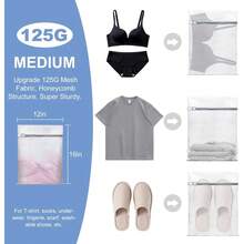 4 Piece 12x16 Inch Mesh Laundry Bag Set Honeycomb Fine Mesh Extra Durable With Sturdy Zippers For Delicates Washing Machine Home Dorm Supplies - Default - View 5