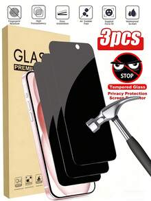 适用于 17 Pro Max 的 3 片装隐私防窥钢化玻璃屏幕保护膜。日常、办公和居家使用必备屏幕保护膜。防水钢化玻璃，防震，防刮，防指纹，全屏覆盖，兼容手机壳。 - 黑色 - 查看 27