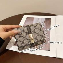 Ví nữ gấp ba ngắn in họa tiết hoa mới, ví đựng thẻ tín dụng chống trộm trang trí kim loại thời trang, ví cầm tay tiện dụng, quà tặng ngày lễ cho nữ, ví mini, ví cầm tay nhỏ, ví dễ thương, phụ kiện cho giáo viên, ví xinh xắn, ví cổ điển - màu đen - Xem 7