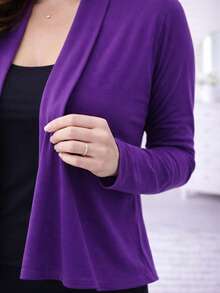 Women's Plus Size Retro Lightweight Cardigan (Sizes G1, G2, G3) Long Sleeve Kimono Cardigan - 紫色 - 查看 4