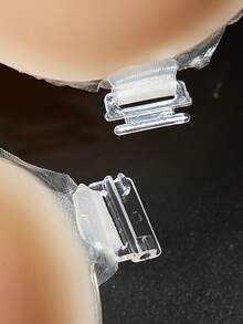 1Pair Invisible Silicone Strapless Bra With Clear Straps - Push Up Adhesive Backless Bra For Wedding & Party Dresses - Multicolor - View 3