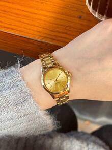 GUANQIN 新款时尚金色休闲百搭防水石英钢表带女士手表，适合万圣节、圣诞节、母亲节、返校季、学生、生日、节日、情人节、约会、商务、日常佩戴、送礼、音乐节、婚礼季等场合。 - 金色 - 查看 5