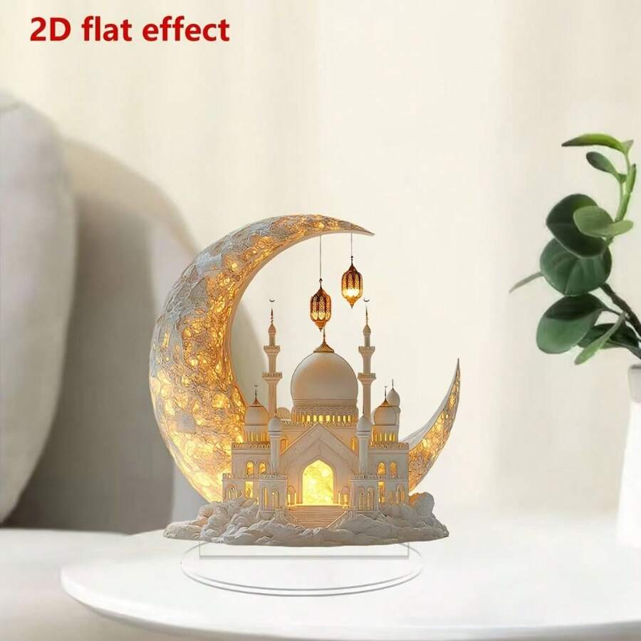 1pc 2D Flat Moon Decor, Acrylic Home/Office Desk Ornament, Holiday Gift