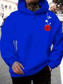 Men's Pink Flower Premium Cotton Sweatshirt - Blue - View 1