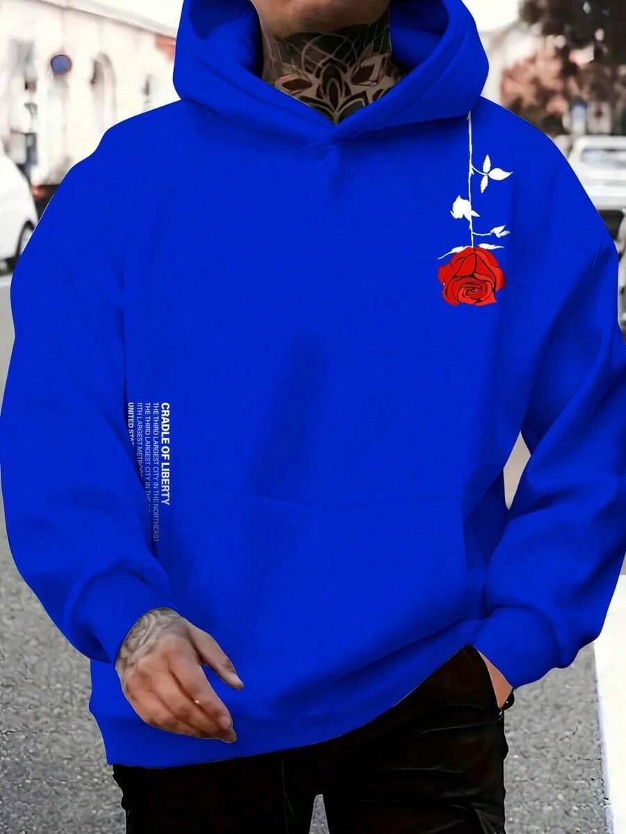 Men's Pink Flower Premium Cotton Sweatshirt - Blue - View 1