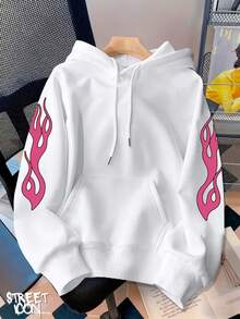 Hoodie And Pants Set Streetwear Mouth Tongue Street Fashion Urban Culture Skaters Unisex 100% Cotton Premium Top Streetwear New Release Immediate Shipping Various Colors!! - 黑白 - 查看 2