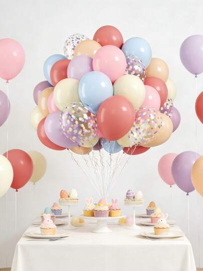 70 Stück pastellfarbene Ballons, 12 Zoll hellrosa, gelb, blaue Latex-Ballons, mehrfarbige Konfetti-Ballons für Geburtstag, Hochzeit, Babyparty, Ostern, Frühlingsfest Dekorationen, Helium-Qualität Ballon Girlande Set für Mädchen Babyparty, geschlechtsneutrale Geburtstage, Ostereierjagd Zubehör