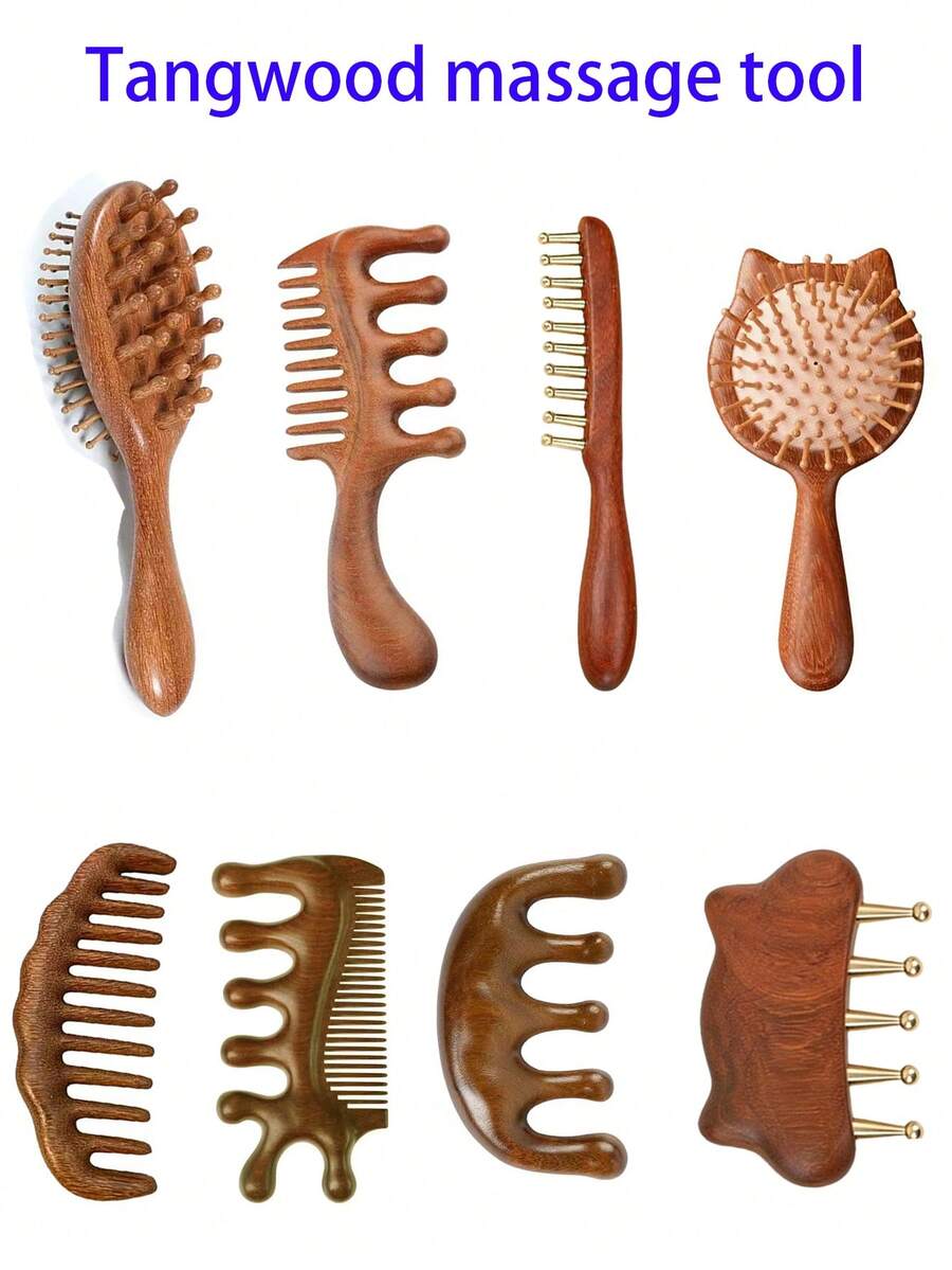 Peine de sándalo natural, peine de masaje, herramienta de relajación para masaje de cabeza, set de peine de masaje para el hogar, peine portátil, regalo del Día de San Valentín/Día de la Madre, regalo para familiares y amigos, peine con cojín de aire, suavizante y nutritivo para el cabello, sin estática, peine de masaje del cuero cabelludo, puede masajear profundamente el cuero cabelludo y estimular el crecimiento del cabello. Hecho de sándalo natural, cada uno tiene un veteado y color de madera diferente. - Multicolor - Ver 1