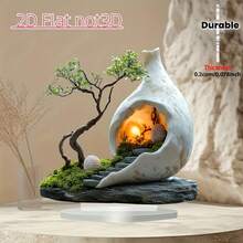 2D平面设计亚克力盆景桌面摆件 - 2D平面设计，免维护人造植物艺术品，多功能，适合家居和办公室摆放，节日礼物，温馨灯光效果，装饰品，适合万圣节和圣诞节的2D平面装饰 - 1PC - 查看 1
