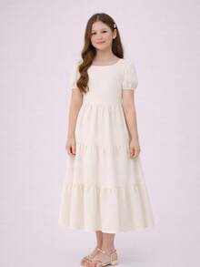Long 3-Tiered Evangelical Girl's Dress - 離開 - 查看 7