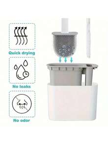 1 Set Wall-Mounted Silicone Toilet Brush Kit - Includes Sealed Storage Rack And Crevice Cleaning Brush - Suitable For Home Bathroom, Toilet Cleaning, Multi-Functional Bathroom Toilet Brush - Multiple Styles - View 8