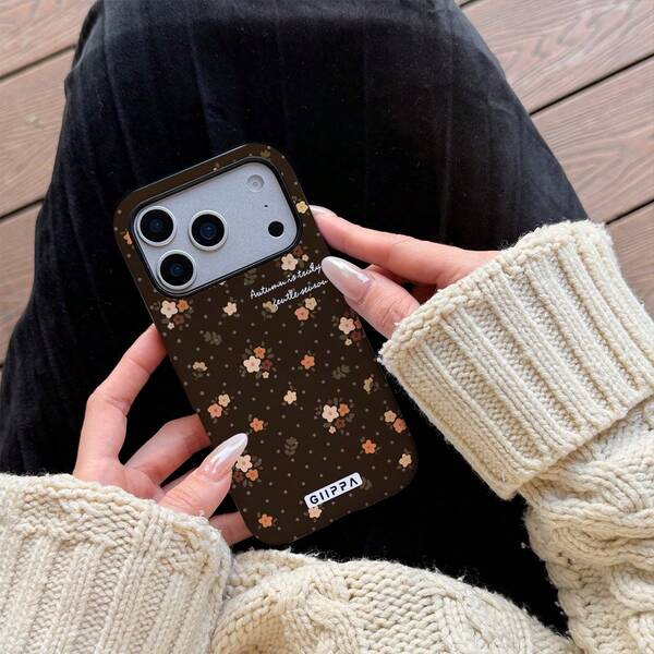GIIPPA 1 Piece Brown Base With Small Green Floral Pattern Phone 17 Pro Max Case, Fits 16 Pro Max, 15 Pro Max, 14 Pro Max, Korean Stylish And Interesting Phone Case, Compatible With IPhone 11/12/13/14/15/16 Pro Max Plus, Elegant Design Suitable For Both Men And Women, Ideal Gift For Girlfriend On Christmas, Valentine's Day, Easter, Wedding Season And Birthday
