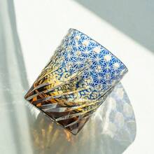 1个吉祥云纹雕刻水晶玻璃杯，手工威士忌酒杯，个性化创意小众酒杯，250毫升，红/蓝 - 藍色 - 查看 5