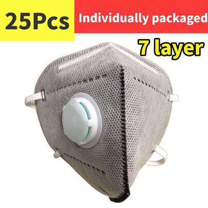 Pack Of 25 Unisex Masks (FFP3/FFP2/) – Individually Wrapped, 7-Layer Reinforced Construction, Loose-Fitting Design For Easy Breathing, With Built-In Adjustable Foam Nose Clip