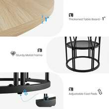 Techigher Round Dining Table For 4-6 People, Circle Kitchen Table, Farmhouse Dinning Room Tables With Storage Shelves & Metal Base, Circle Dinner Table For Kitchen, Living Room - Wood Color - View 5